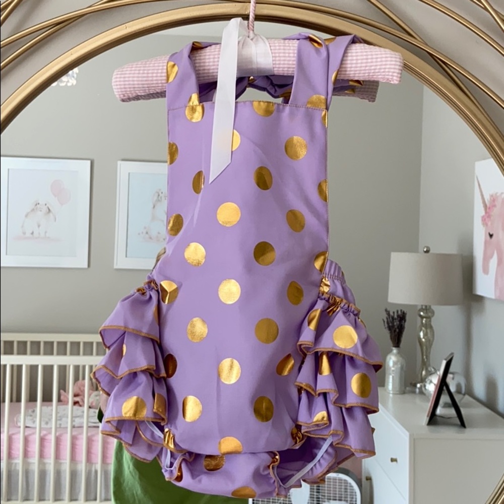 Messy Code polka dot bubble romper